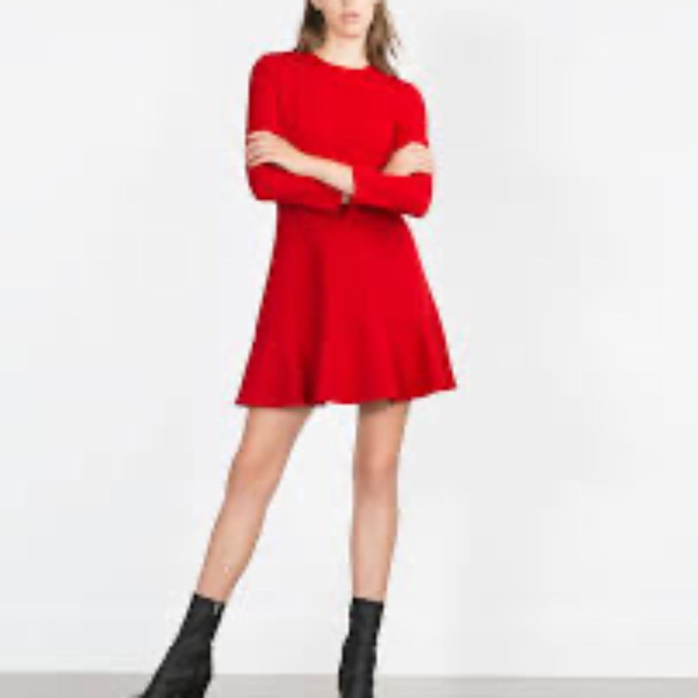 Zara medium Knit Red Cottagecore Dress